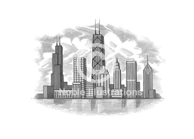 chicago skyline stock